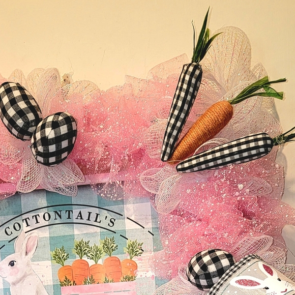 Spring Carrot Wreath Cottontail Bow Deco Mesh - Picture 4 of 6